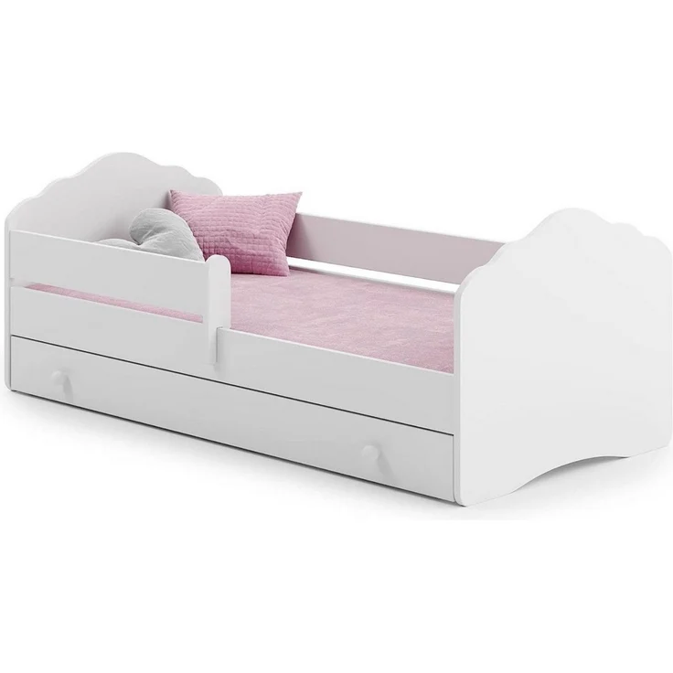 Kids Collective Kinderbett für Mädchen mit Matratze und Schublade & Lattenrost (70x140, 80x160 cm Jugendbett Einzelbett Komplettbett in weiß), Bett für Kinder Bett komplett Set Rausfallschutz Kinderbett 80x160 cm – Bild 2