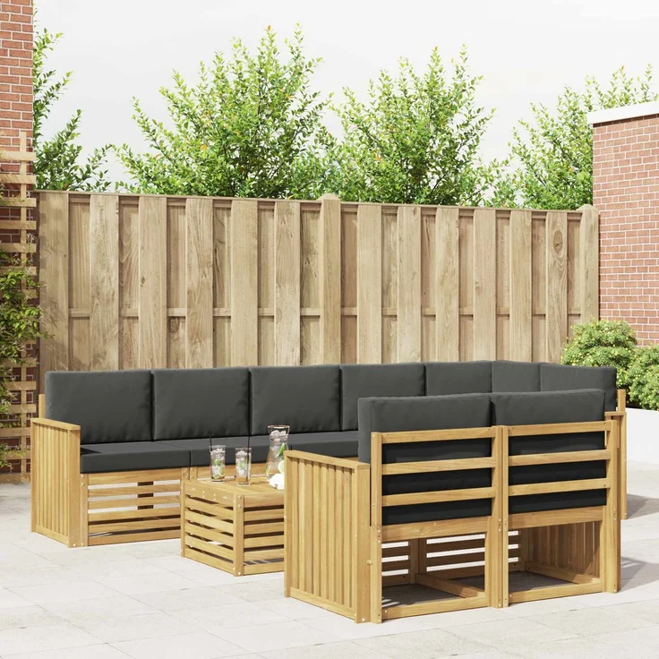 vidaXL Outdoor-Sofagarnitur 9 stk. 8-Sitzer Weiß und Anthrazit 3392072 – Bild 1