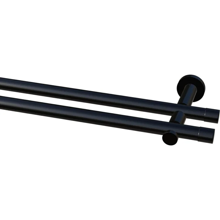 Garduna Gardinenstange Ø 20mm / 1- oder 2-Lauf, 2-läufig, kürzbar, Metall, 2-lauf 1-lauf, Gardinenstange komplett, hochwertig, Fixmaß, 20mm – Bild 1