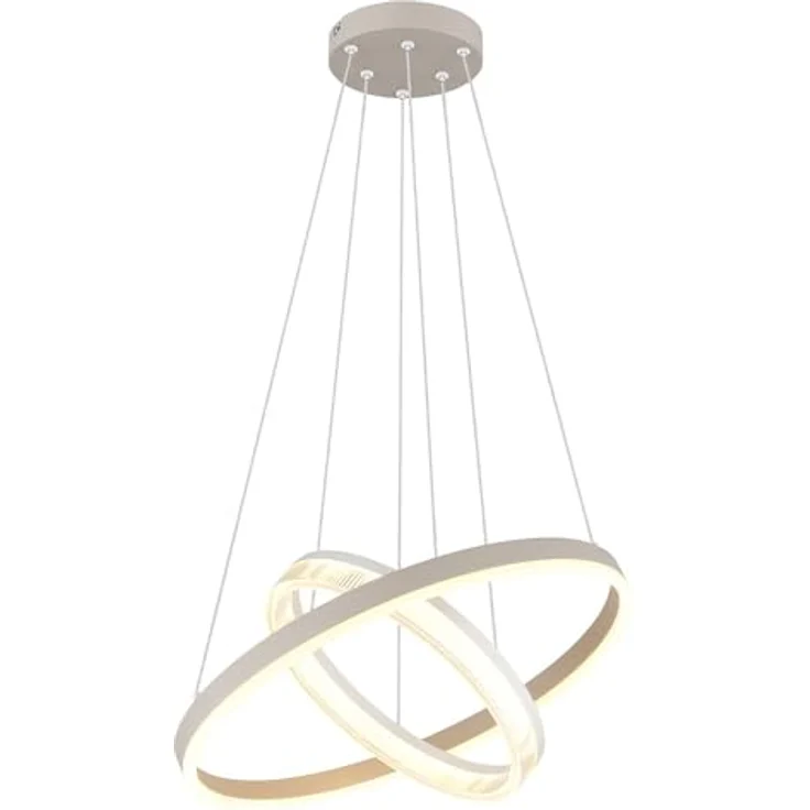 GLOBO LED Hängeleuchte Höhenverstellbar Ringe 30W 1900Lm warmweiß, sandfarben-weiß, Metall, DxH 50x150 cm – Bild 1