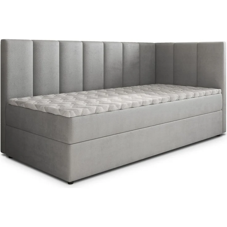 Masseno Boxbett BEVE 100x200 cm mit Bonell Matratze und Topper, Einzelbett, Jugendbett, Polsterbett mit Kopfteil, Boxspringbett – Bild 2