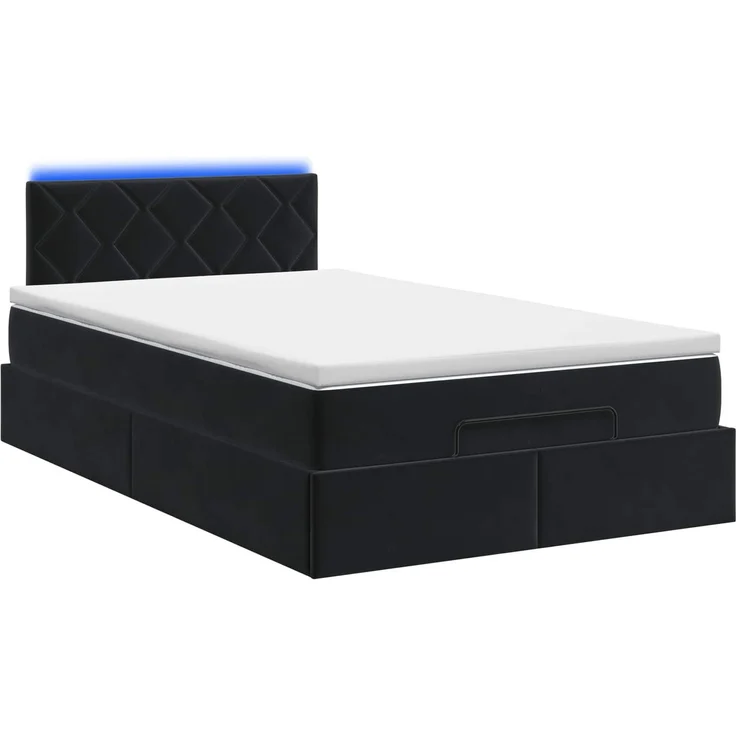 vidaXL Ottoman-Bett mit Matratze und LED Schwarz 120 x 190 cm Samt 3457199 – Bild 9