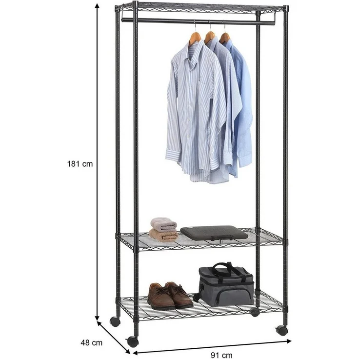 IDIMEX Garderobenständer BRINDISI, Garderobenwagen BRINDISI - Kleiderständer, mobiler Schrank, schwarz – Bild 3