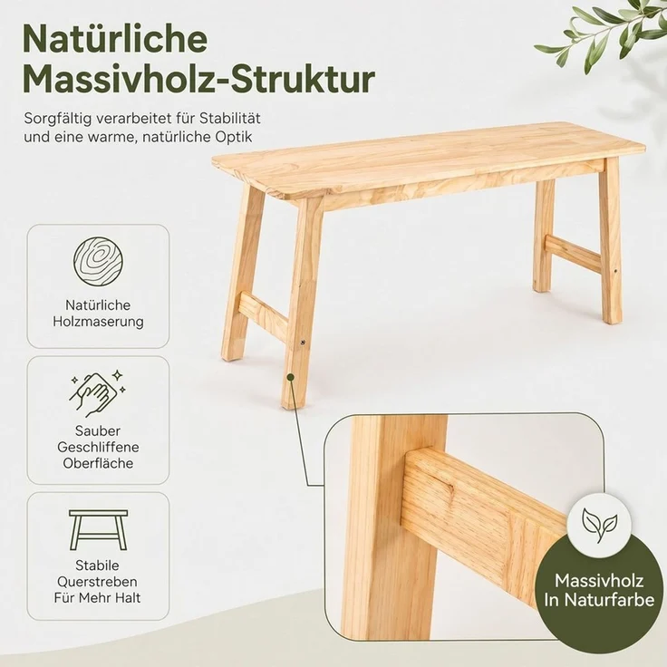 Youyijia Schuhbank Massivholzbank 100 cm Schuhbank Flur Sitzbank Landhausstil – Bild 4