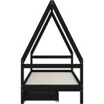 vidaXL Kinderbett mit Schubladen Schwarz 90x200 cm Massivholz Kiefer 834470