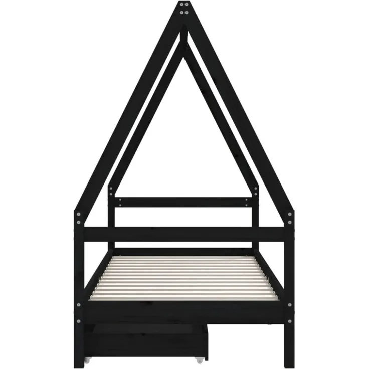 vidaXL Kinderbett mit Schubladen Schwarz 90x200 cm Massivholz Kiefer 834470
