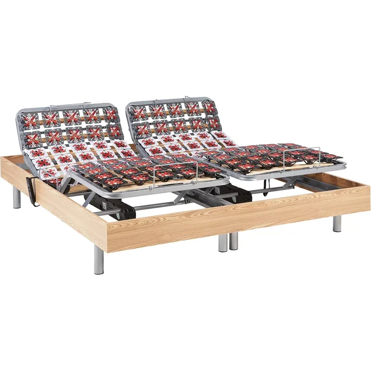 Relax-Bettgestell 2x78 Modulteller - 2 x 90 x 200 cm - Eichefarben - DREAMEA – Bild 4