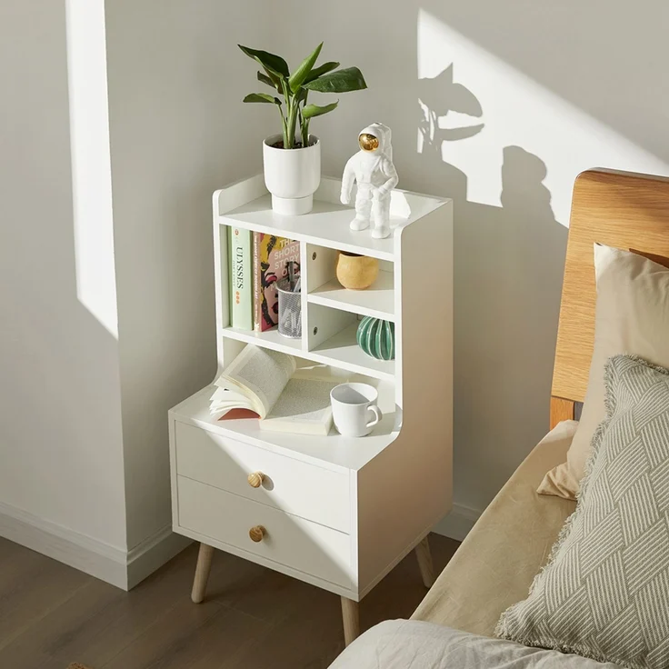 SoBuy FBT100-W Nachttisch, MDF, Melamin, Weiß, 43 x 81 x 36 cm – Bild 4