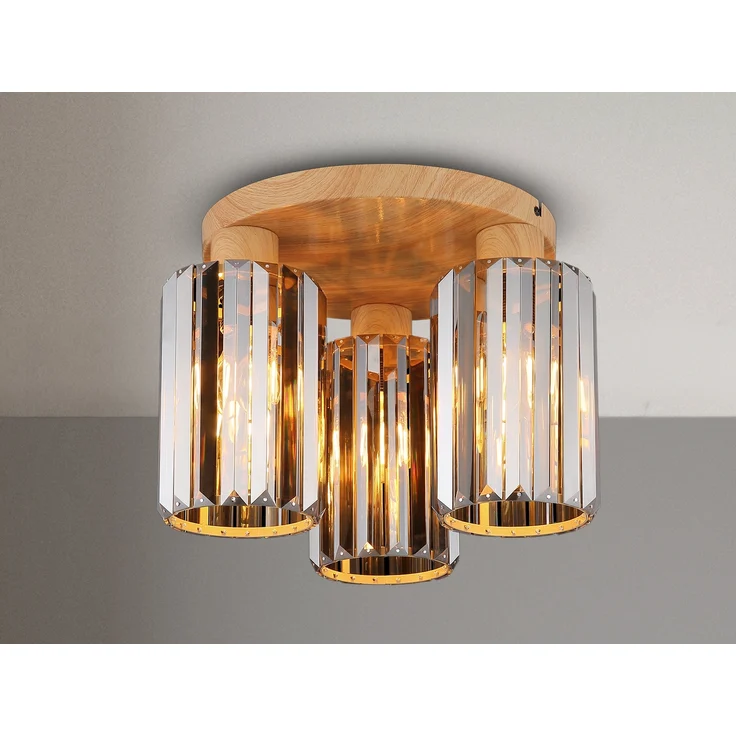 Moderne Deckenleuchte RUN 3-flammig mit Rauchglas Kristall Ø 35cm – Bild 3