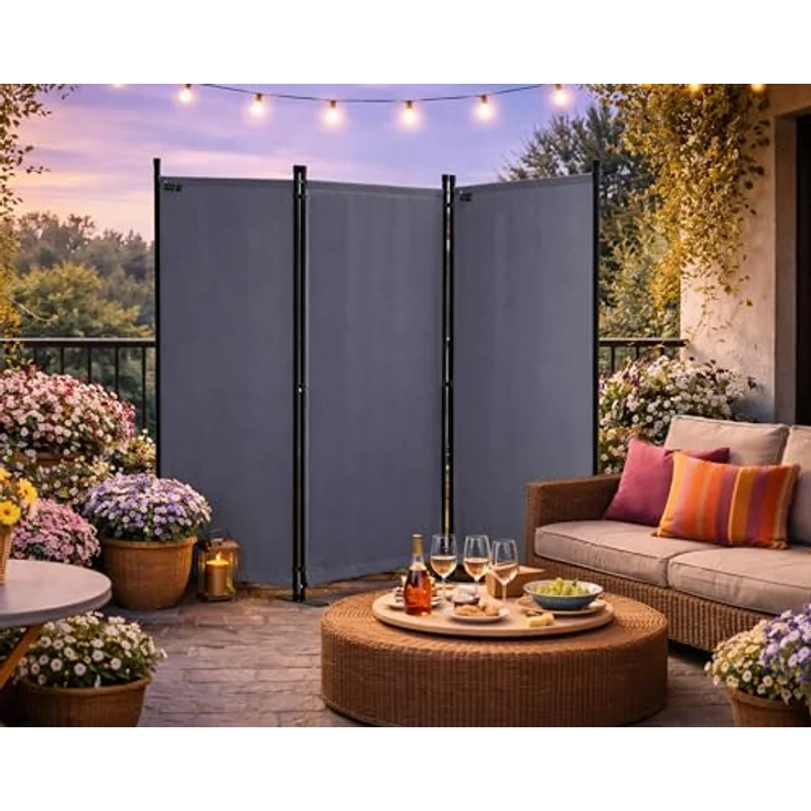 Quick Star Paravent Paravent 3tlg. 170x165cm Grau – Bild 10