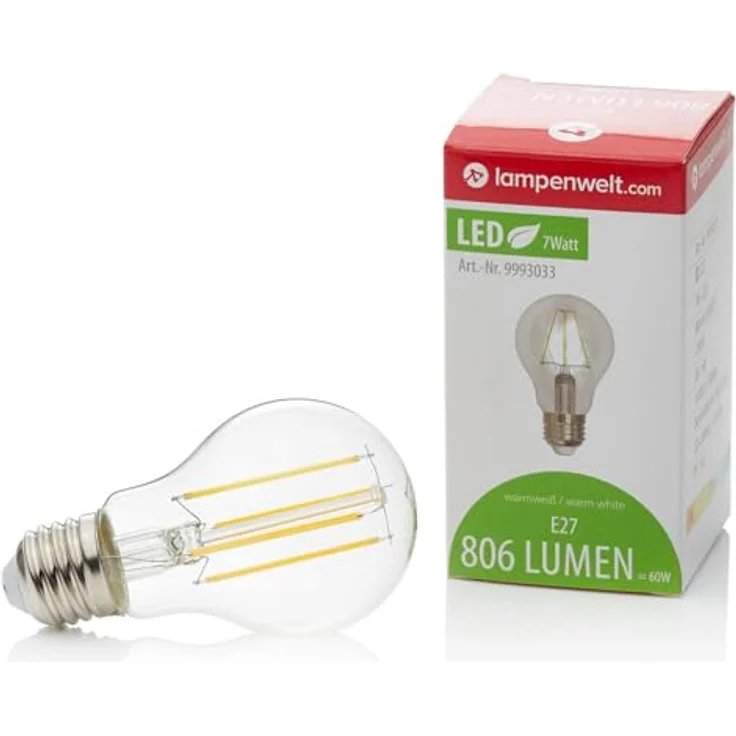 Lindby LED-Leuchtmittel Filament E27, 7W klar, 2.700K, ersetzt 57W Glühlampe, warmweiß – Bild 3
