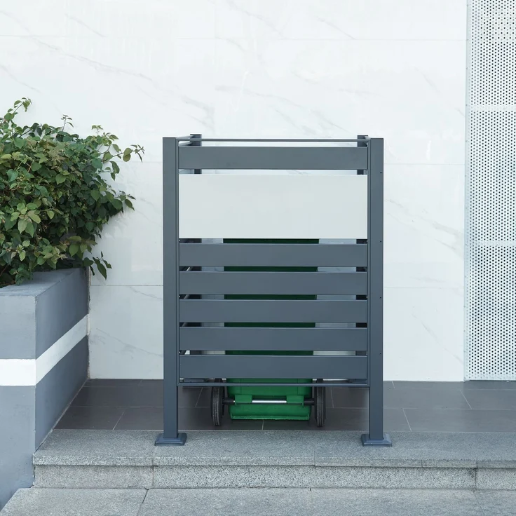 Mülltonnenzaun Uusikaupunki 120x91x91 cm Anthrazit/Silberfarben [en. casa] – Bild 2