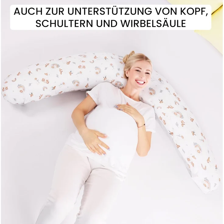 Amilian Stillkissen XXL 170 cm - Schwangerschaftskissen & Seitenschläferkissen mit Bezug, - Lagerungskissen - Nursing Pillow - Pregnancy Pillow, mit Füllung, Schlafkissen für Seitenlage - Körperkissen – Bild 4