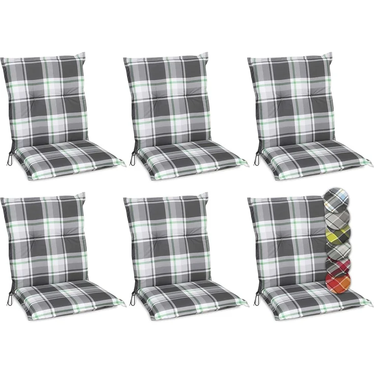 6er Set Beautissu Niedriglehner Auflage Sunny 100 x 50 x 6 cm Mintgrün – Bild 1