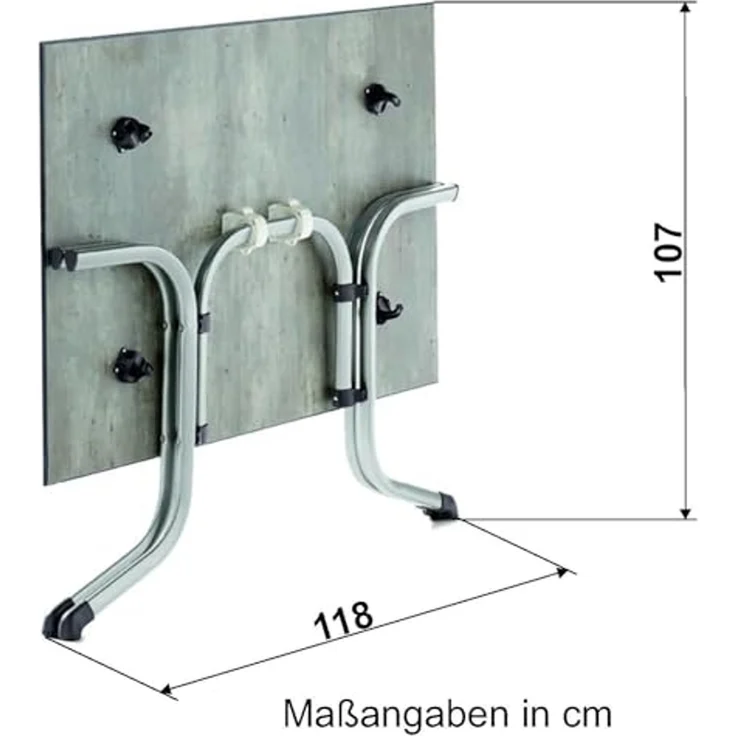 Klapptisch >Boulevard< in Schiefer anthrazit, Polytec® - 120x73x80cm (BxHxT) – Bild 6