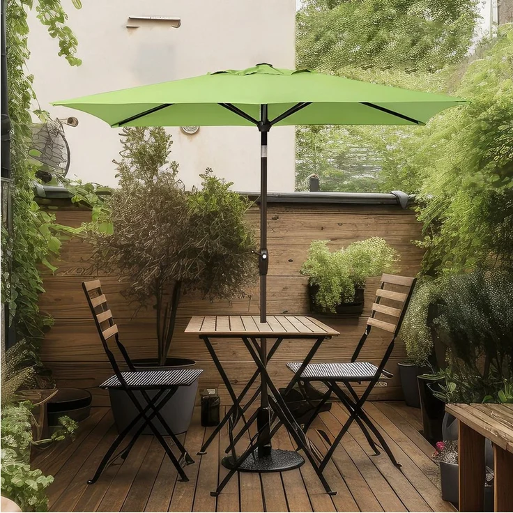 Sekey Sonnenschirm mit Kurbel und UV50+, knickbar, Aluminium apfelgrün, 210 x 140 cm – Bild 1