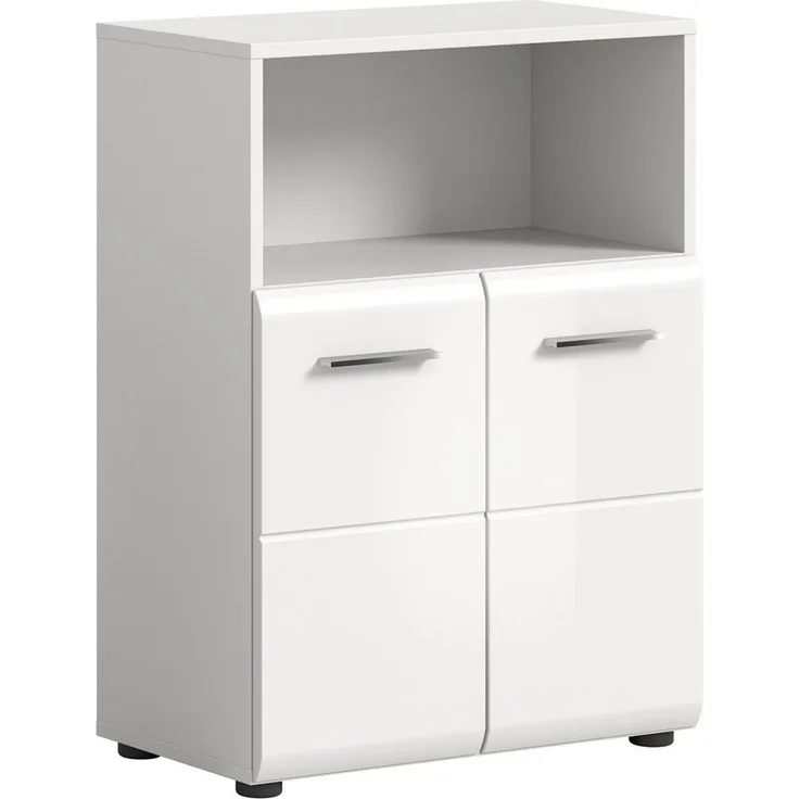 Newroom Kommode Weiß 60 cm, Kommode Weiß Hochglanz Sideboard Highboard Modern Zeitlos Bad Bade...
