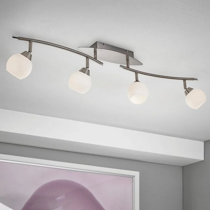 MeLiTec LED Deckenleuchte D123, warmweiß, LED Deckenleuchte Leuchte Wand Deckenleuchte nickel matt 4 Spots – Bild 2