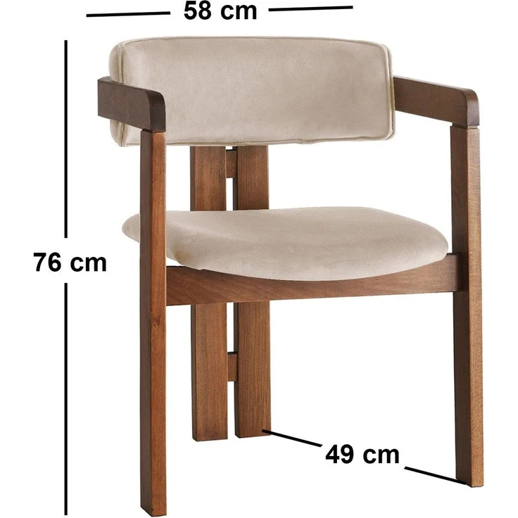Skye Decor 'CO - 013' Stuhl, Walnuss / Beige, 58 x 76 x 49 cm – Bild 5