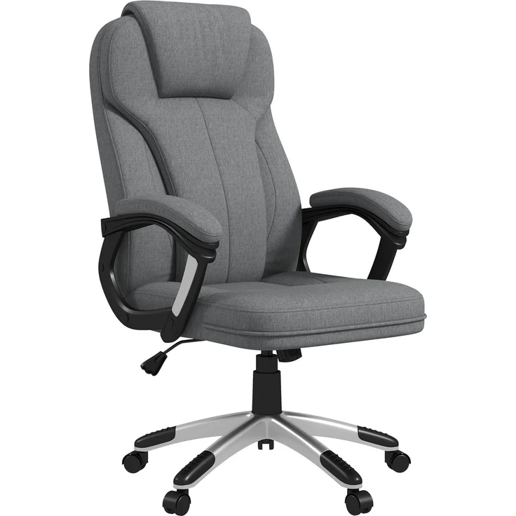 MELAYR, Bürostuhl Schreibtischstuhl Chefsessel, höhenverstellbar, Wippfunktion, 6 cm x 75 cm x 120 cm, Grau – Bild 2