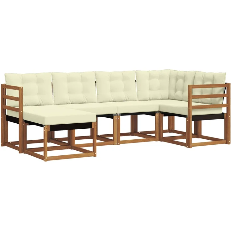 vidaXL Outdoor-Sofagarnitur 6 stk. 6-Sitzer Natur und Creme 3368821 – Bild 2
