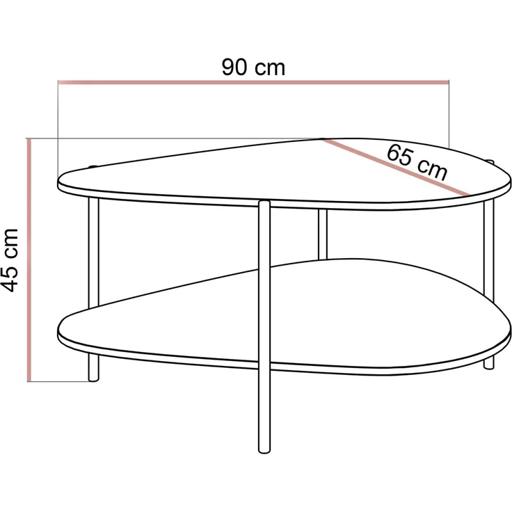 Lookway Couchtisch LUMI mit Ablage (1x Tisch), Breite: 90 cm – Bild 3