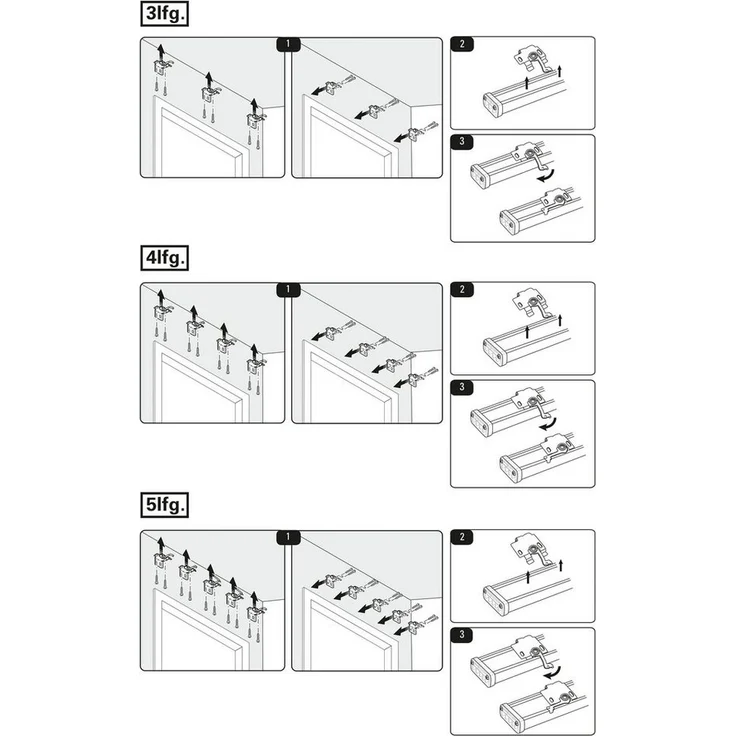 Gardinia Flächenvorhangschiene Komfort Komplett-Set 3-läufig weiß 170 cm – Bild 2