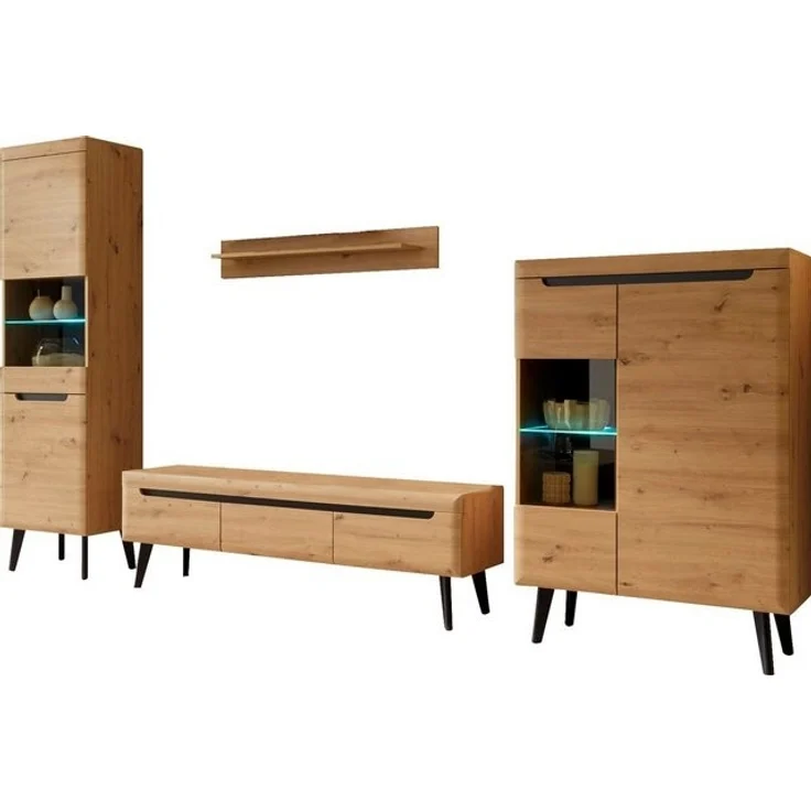 INOSIGN Wohnwand Torge, Anbauwand, Schrankwand, Mediawand, Wohnzimmer-Set, (Set, 4-St), Lowboard: 160x 40x 50 cm – Bild 4