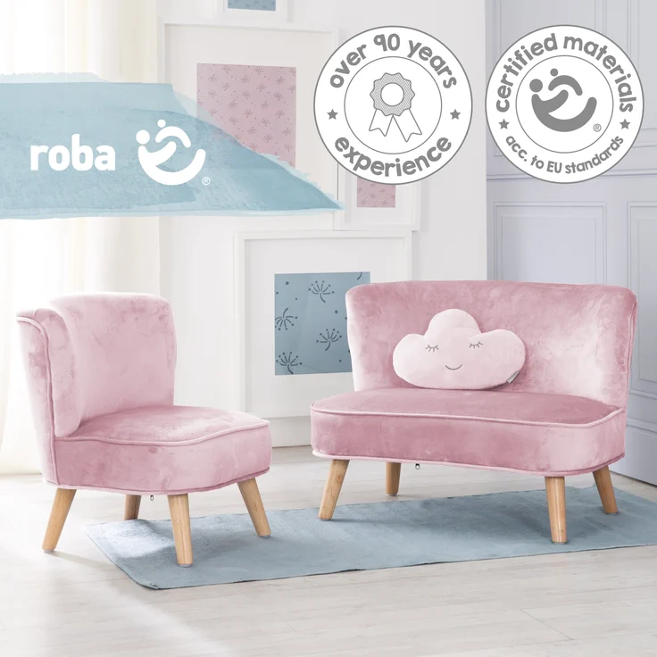 roba Bundle 'Lil Sofa' - Kindersofa - Kindersessel - Dekokissen Wolke - Rosa / Mauve – Bild 8
