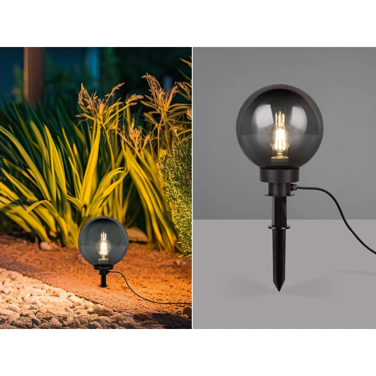 Leuchtkugel BOLO für den Garten mit Strom rauchfarbig, 5m Kabel, Ø 20 cm – Bild 1
