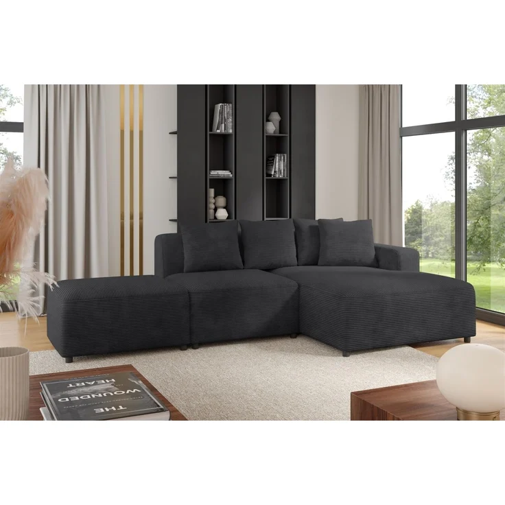 Polsterhocker Designerhocker Hocker MEGAN in Stoff Poso Anthrazit – Bild 2