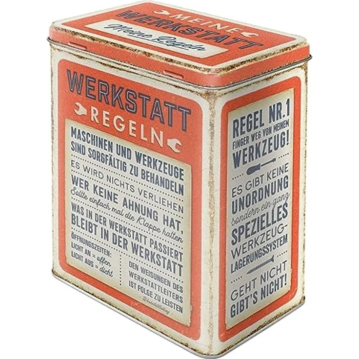 Nostalgic-Art Vorratsdose Metall Kaffeedose Blechdose Müslidose - Werkstattregeln – Bild 1