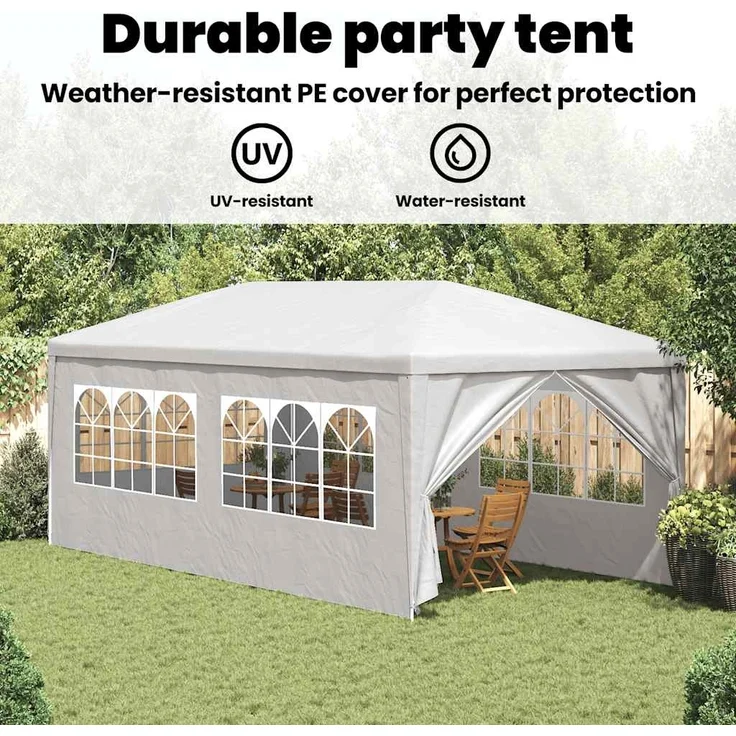 vidaXL Partyzelt 3x6 m Weiß 90336 – Bild 6