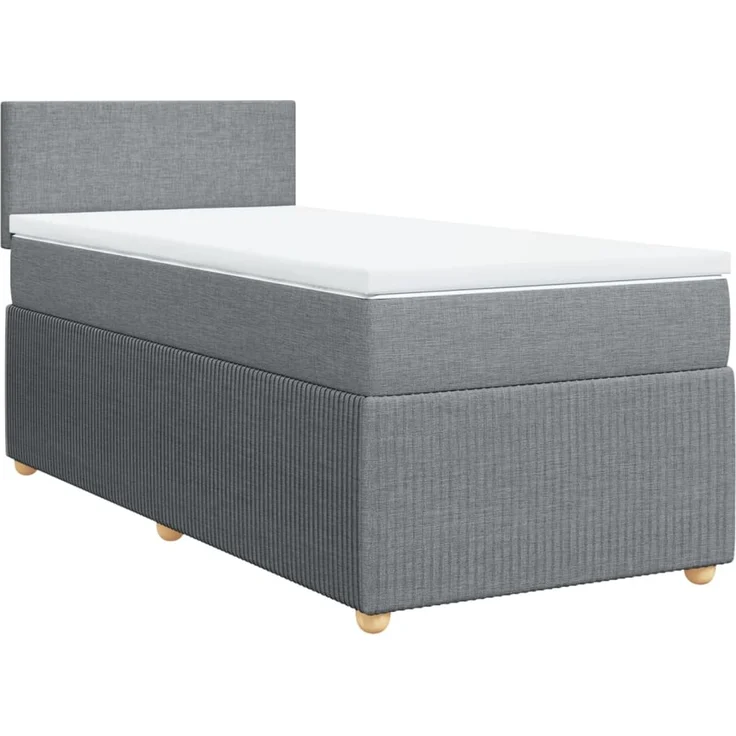 vidaXL Boxspringbett mit Matratze Hellgrau 90x200 cm Stoff 3287332 – Bild 2