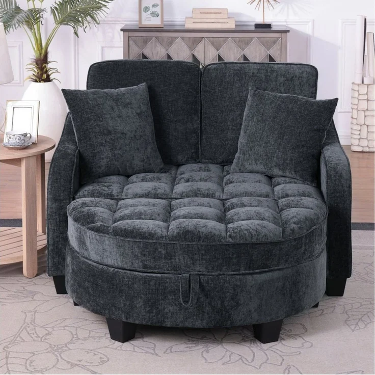 STILVORA Schlafsofa mit Aufbewahrungs-Hocker,Modulares Sofa Relaxsofa aus Chenille – Bild 1