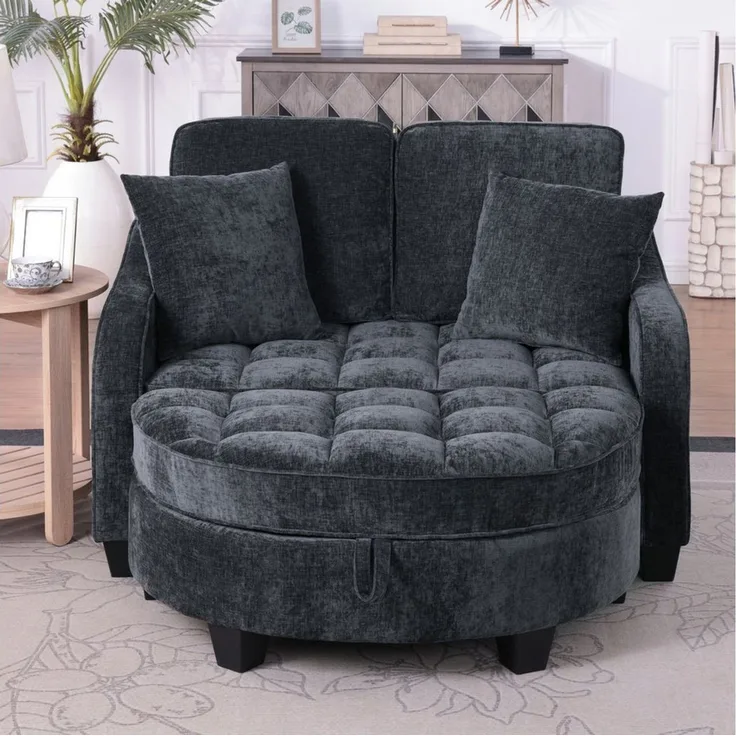 STILVORA Schlafsofa mit Aufbewahrungs-Hocker,Modulares Sofa Relaxsofa aus Chenille