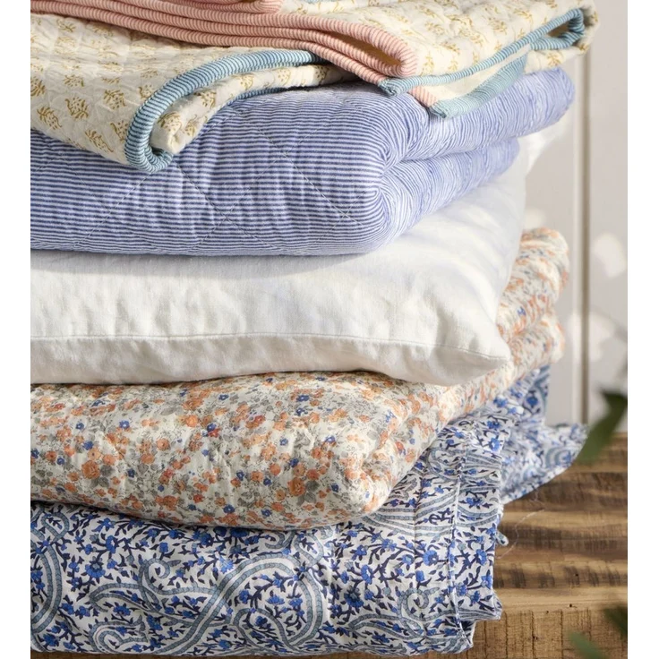 Ib Laursen Decke Quilt Tagesdecke Überwurf 180x130cm Blumen Orange Blau 07934-00 – Bild 3