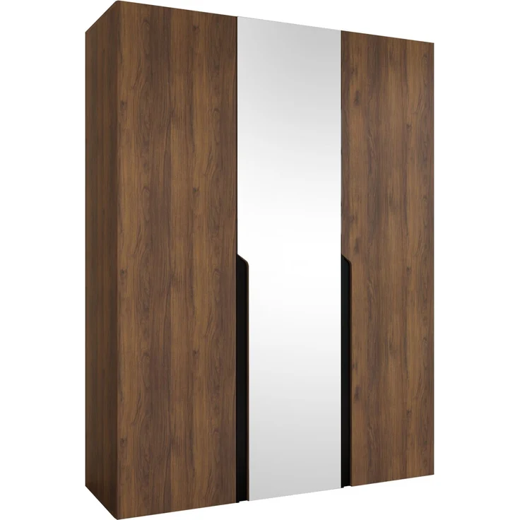 Kleiderschrank Veluna II 150 (Farbe: Nuss Warmia / Nuss Warmia + Schwarz) – Bild 1