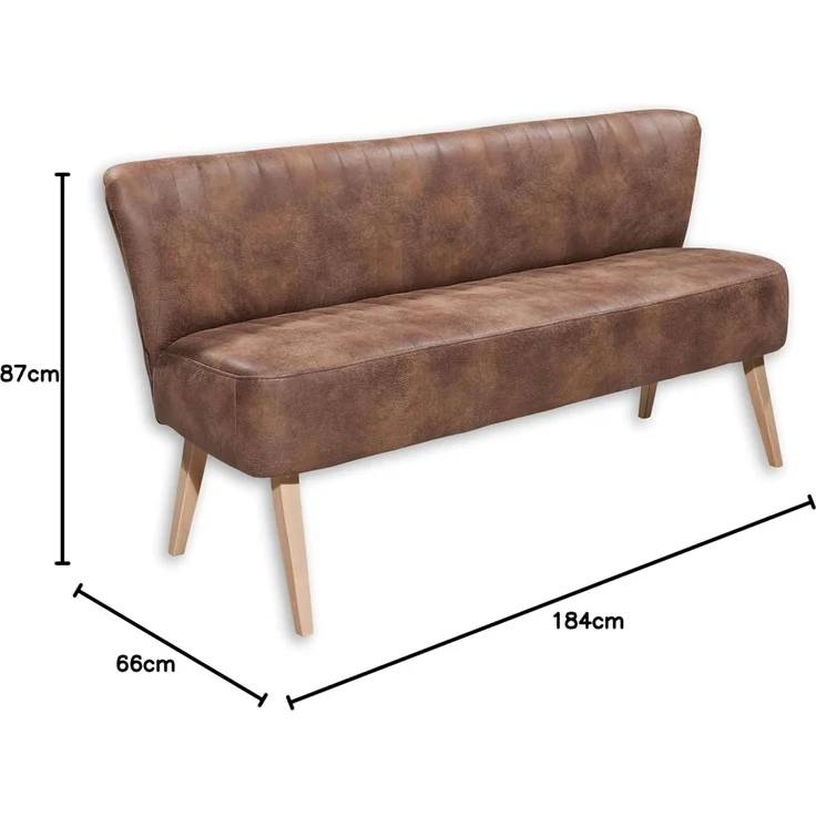 Diningsofa Markus / Marcel, Echtholz, Mikrofaser, Braun, 182 x 87 x 69 cm – Bild 7