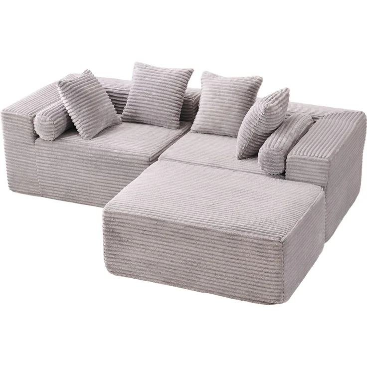 3-Sitzer Ecksofa B 266 x T 110 x H 60,01 cm, modular mit Schaumstoff und Federn – Bild 5