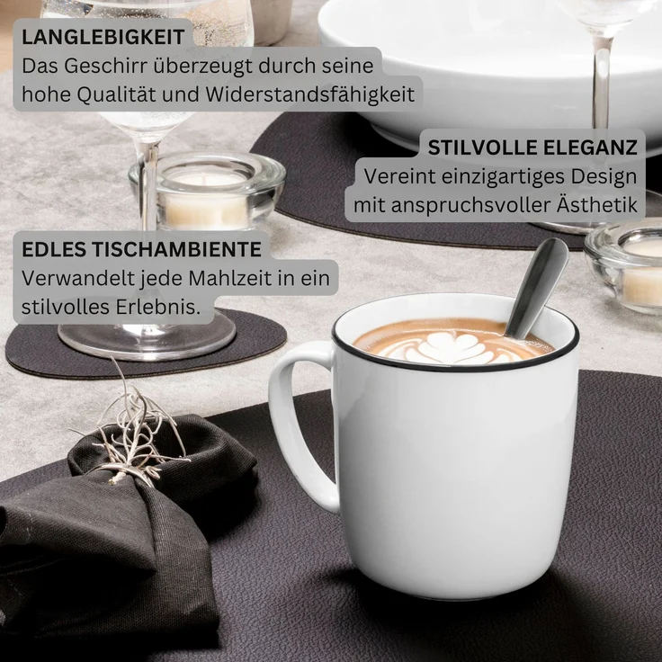 SÄNGER Porzellan Kaffeebecher Marlo Black Rim 6-teilig - NEU – Bild 5