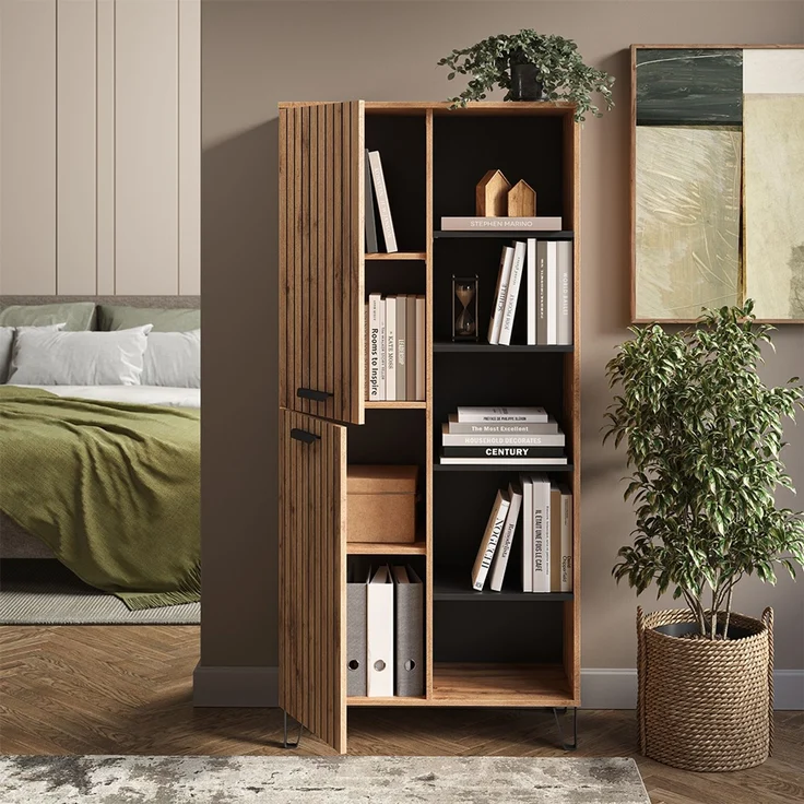 Garderobe Amber Eiche Wotan 80 x 172 cm mit 5 offenen Fächern Vicco – Bild 5