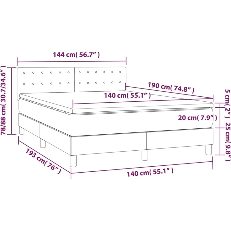 vidaXL Boxspringbett mit Matratze Creme 140x190 cm Kunstleder 3141121 – Bild 7