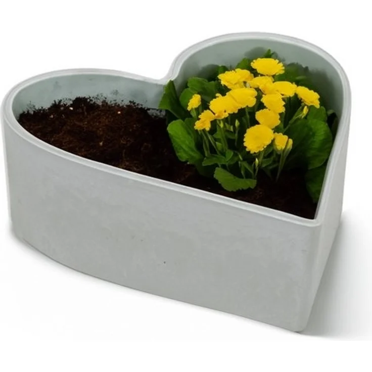 matches21 HOME & HOBBY Blumentopf Herz Pflanzschale für draussen Vintage Dekoschale grau 15 cm (1 St), Wetterfeste Blumen-Schale als Garten-Deko oder Friedhof Grab-Schmuck – Bild 4