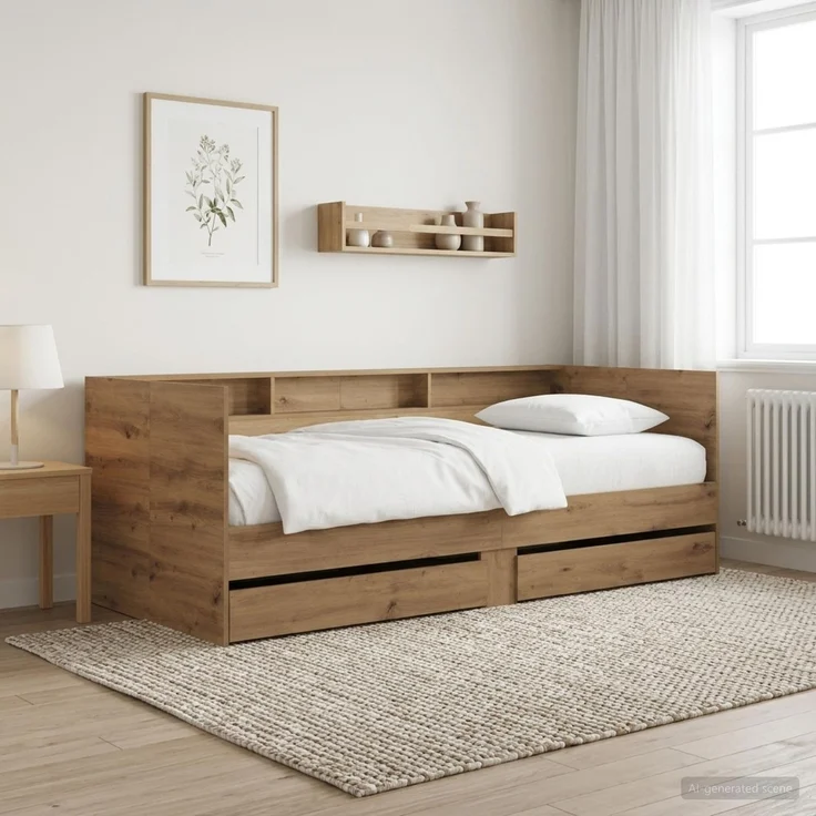 vidaXL Tagesbett mit Schubladen Kunsthandwerk Eiche Holzwerkstoff 3429644 – Bild 1