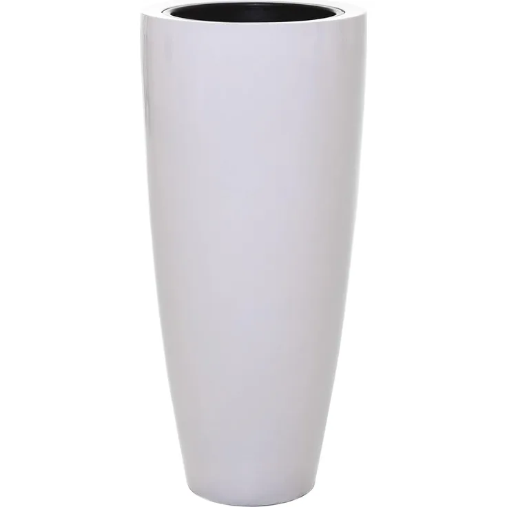 VIVANNO Bodenvase Exklusiver Pflanzkübel Fiberglas CITY Weiß Hochglanz - 47x100 cm