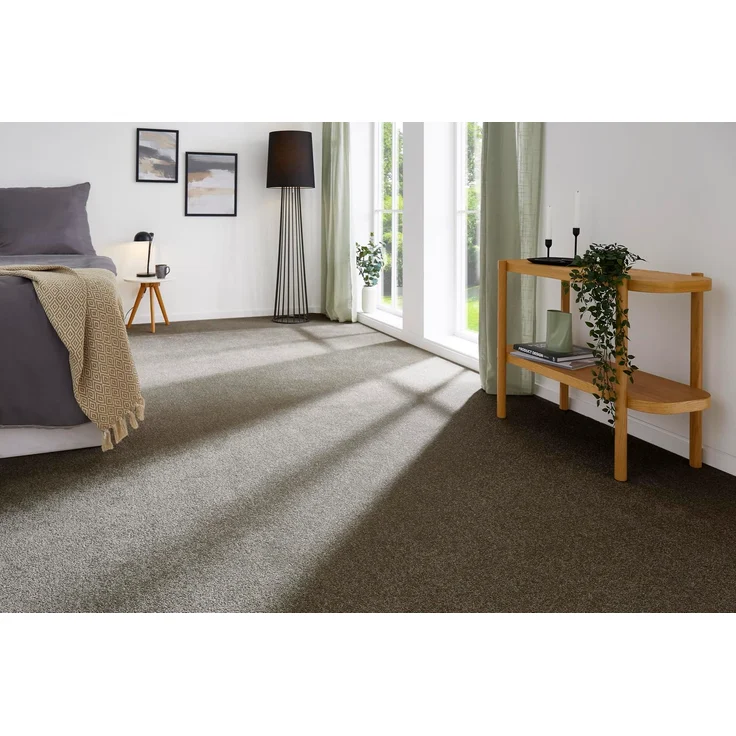 andiamo Teppichboden Izmir für Wohnzimmer und Kinderzimmer - Teppichboden Meterware zum Verlegen - Teppichbelag mit hoher Trittschalldämmung - weicher Teppichboden 400x600 cm Braun-Grau