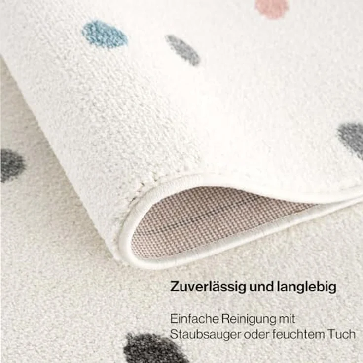 Teppich Kinderzimmer - Cream - 80x150cm - Spielteppich Bunte Punkte Kurzflor Kinderteppich – Oeko-Tex Standard 100 – Bild 7