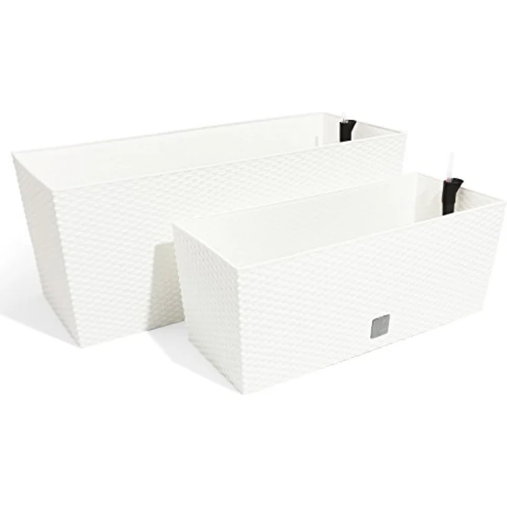 Terra Blumenkasten Rato aus Kunststoff mit Einsatz, weiss, 60 cm – Bild 3