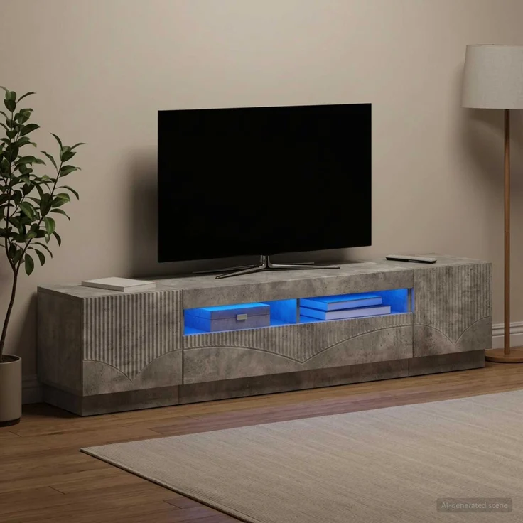 vidaXL LED-TV-Schrank HOORN 3 stk. Betongrau Holzwerkstoff 3416841 – Bild 1
